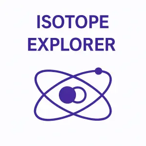 Isotope explorer interface showing decay chains and half-life information