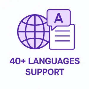 Multilingual periodic table interface showing language selection options