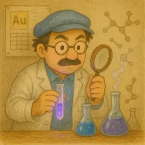 Scientific researchers referencing element properties and chemical data for laboratory experiments